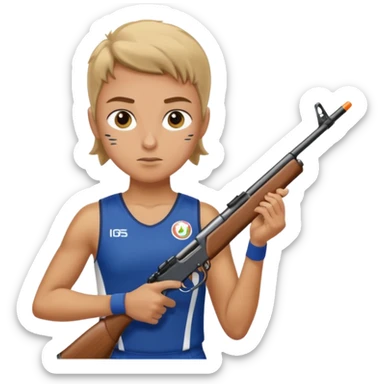 athlete with rifle shooting, in Olympics sticker