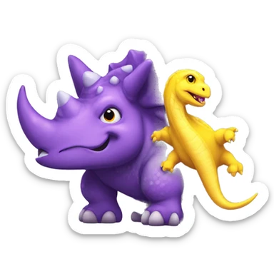 Purple triceratops with a yellow python best friend sticker