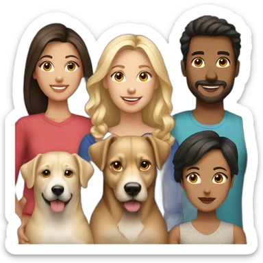 8person brunette family with 2 blondes and 2 dogs sticker
