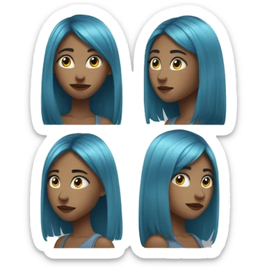 Young woma, long ight bluehair, looking ito the miror sticker