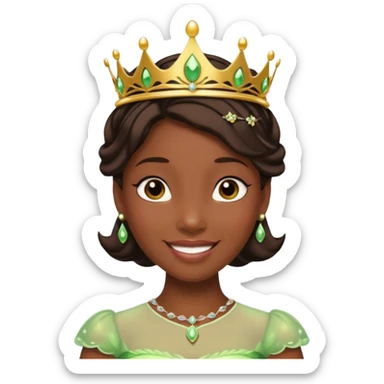 tạo cho tôi emoji công chúa tianna mặt thon da đen xinh và gần giống trong phim nhất sticker