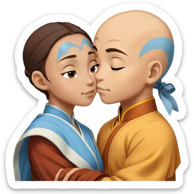 Aang and katara kiss sticker
