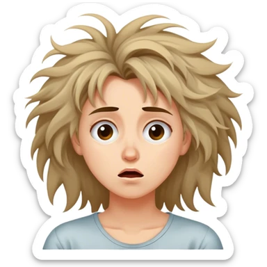 Cinematic Funny Aurora Portrait Emoji, Looking confused as she wakes up, hair a complete mess, blinking sleepily, the struggle of waking up beautifully captured in a hilarious yet endearing moment! sticker