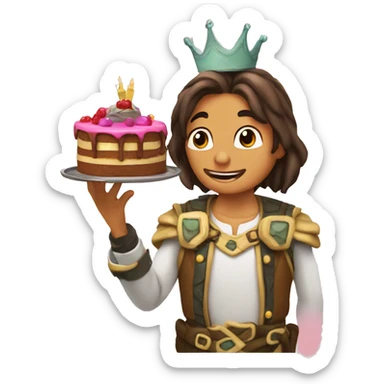 Tortuga con cake en la mano que pone drama king sticker