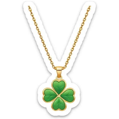 Lucky clover charm necklace – green four-leaf clover.
 sticker