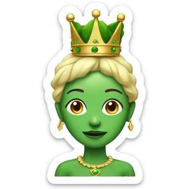Green skin woman and crown sticker