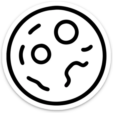 Convert this realistic Mercury planet into a true emoji: simplify the details, increase contrast, make the round rocky gray ball with pitted marks and rough patches bold and clear, add a subtle outline, keep background transparent. sticker