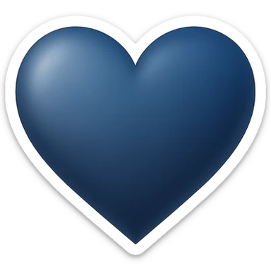 heart with a soft midnight blue gradient, digital illustration sticker