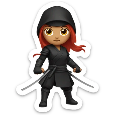 Girl ninja with long red hair sticker