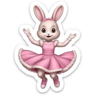 Excited girl bunny happy dancing sticker