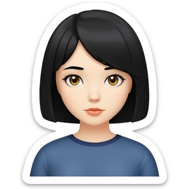Girl with black hair and bobcut sticker