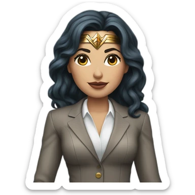 Wonder Woman wearing a business suit instead of superhero costume with no mask or emblem  sticker