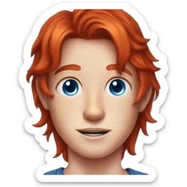 cherry red hair boy with blue eyes and freckles, and piercings sticker