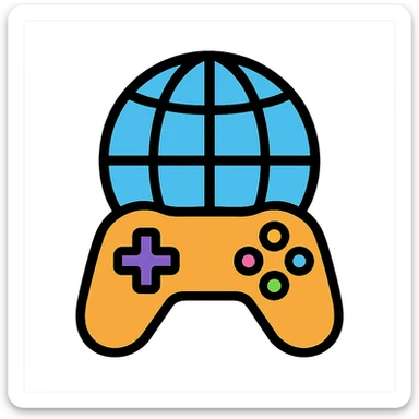 creative fusion of a globe with meridians merged with a gaming controller, icon style sticker