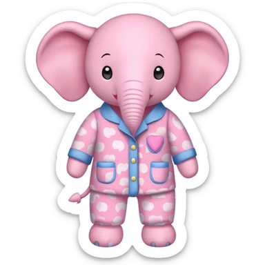 pink elephant roller rabbit pajamas  sticker