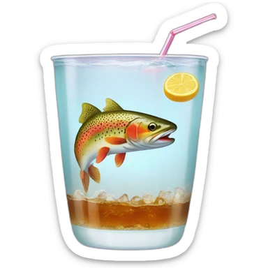 trout in a clear cup of soda sticker
