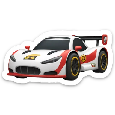 Race car with mustache and arms sticker