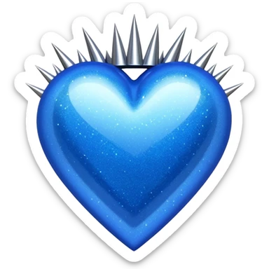 blue glittery heart with chrome spikes sticker