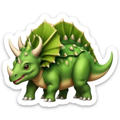 faces of different green triceratops sticker