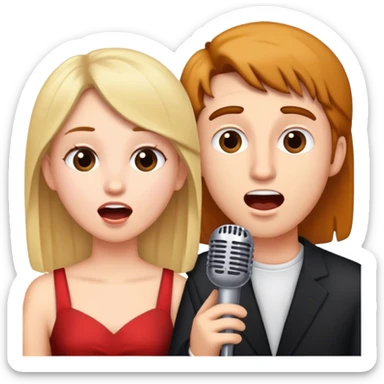 Two girls singing songs that one guy doesn’t care about at all sticker