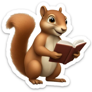 squirrel with a book sticker