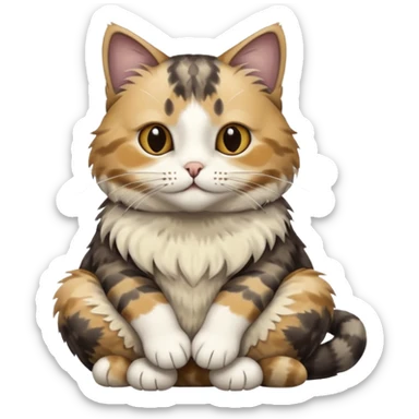 cat with écaille de tortue grey White and beige sticker