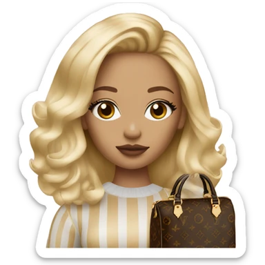 Blonde girl with makeup and Louis vuitton bag sticker