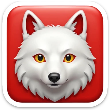 A bold white capital letter C with a small white wolf head icon above it, inside a red rounded square, emoji style, flat design, shiny light reflection, same style as 🅱️ emoji, transparent background. sticker
