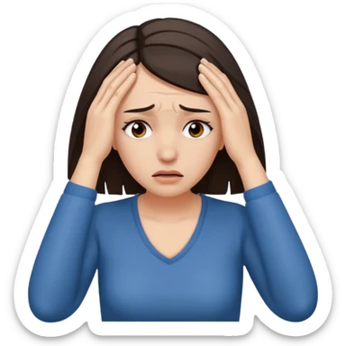 an emoji in which a woman sighs and holds her forehead with her hands...sighs!!!!!!!! woman's feeling is so bad...and.....yeah... sticker
