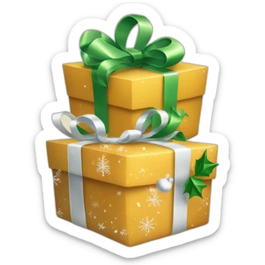 christmas presents with decoration sticker
