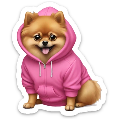 pomeranian shpits with pink hoodie  sticker