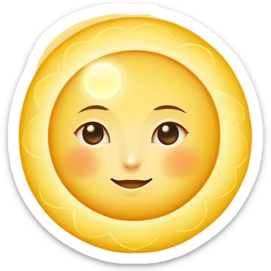 a really bright  big sun and a small moon who shines because of it. the sun is bigger and the moon bright too sticker