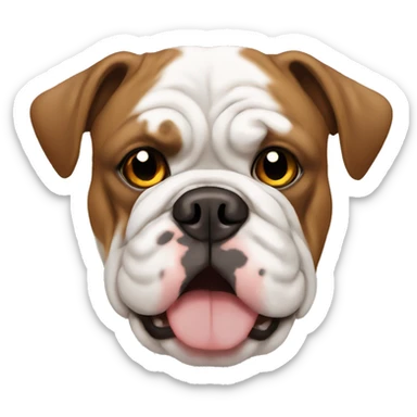 english bulldog brown white with one colored brown eye other white sticker