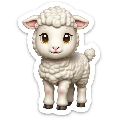 cinematic-[lamb]-realistic-full-body-standing-emoji,-tail-flicking-lazily,-head-tilted-dramatically,-curly-[white]-fur,-simplified-yet-realistic-focused-features,-highly-detailed,-glowing-with-an-almost-sarcastic-glow sticker