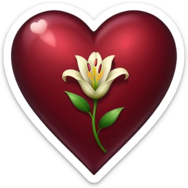 Can you make a dark wine red shiny heart with a little Lilly next to it sticker