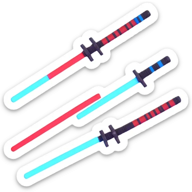 two lightsabers, one blue and one red, clashing with sparks sticker