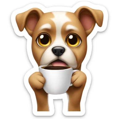dog with coffee in hands in a sassy mood sticker
