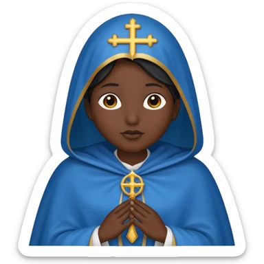 Emoji de nossa senhora Aparecida com manto azul e com a pele preta sticker
