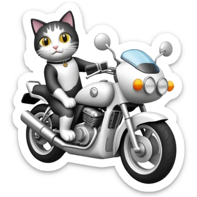 Motorbike with a cat in it sticker