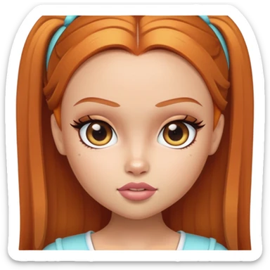 pretty bratz baddie, ginger, hazel color eyes, light skin, straight hair sticker