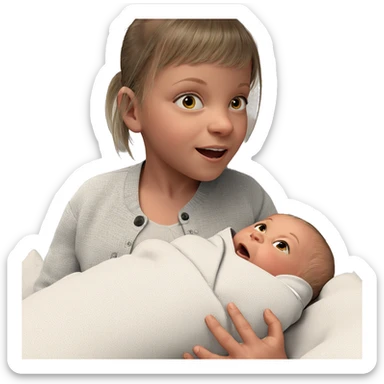 realistic portrait of baby girl sticker