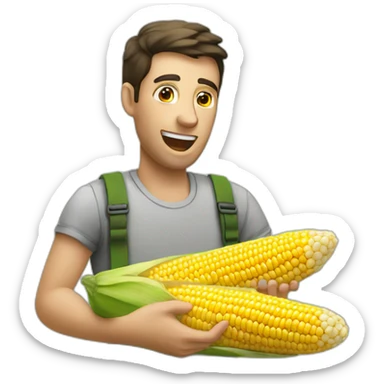 A man eating corn sticker