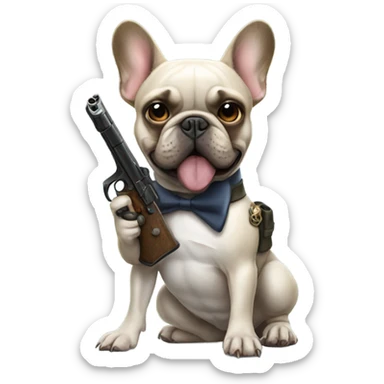 Frenchie with gun sticker