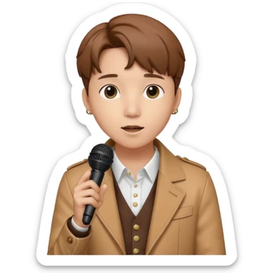 J-hope with a microphone performing sticker