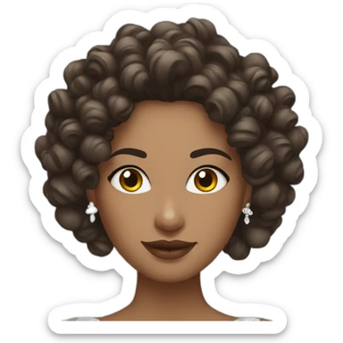 Beautiful brunette bride with curly hair sticker