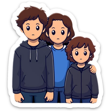 Hannah Baker with brown hair and Clay Jensen standing close together, emotional teenagers from 13 Reasons Why sticker