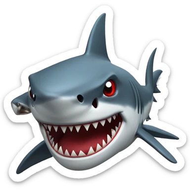 Red brutal badass shark sticker