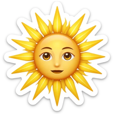 A large, bright sun, with an intense yellow center and golden rays surrounding it, illuminated and vibrant. Take your eyes and mouth away.Faceless  sticker