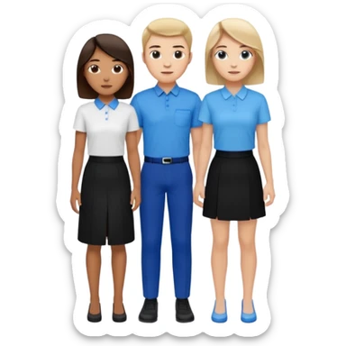 creame elementos graficos sguieendo este mismo modelo pero pensando en que sean para educacion edtech elearnig de ese estilo version hombre joven y mujer joven con colores coprorativos celeste negro blanco  sticker