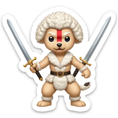 White poodle angry dog fighting with a sword sticker